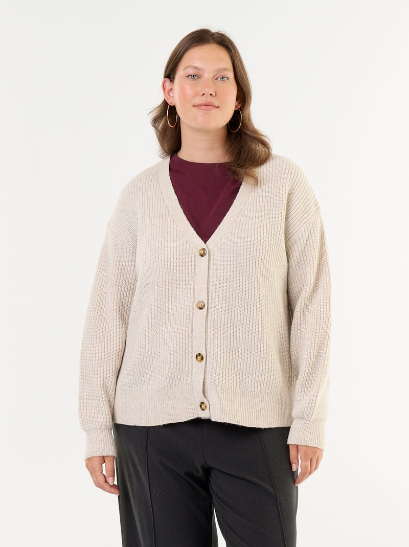 Gilet cardigan à encolure V Gris - Kiabi
