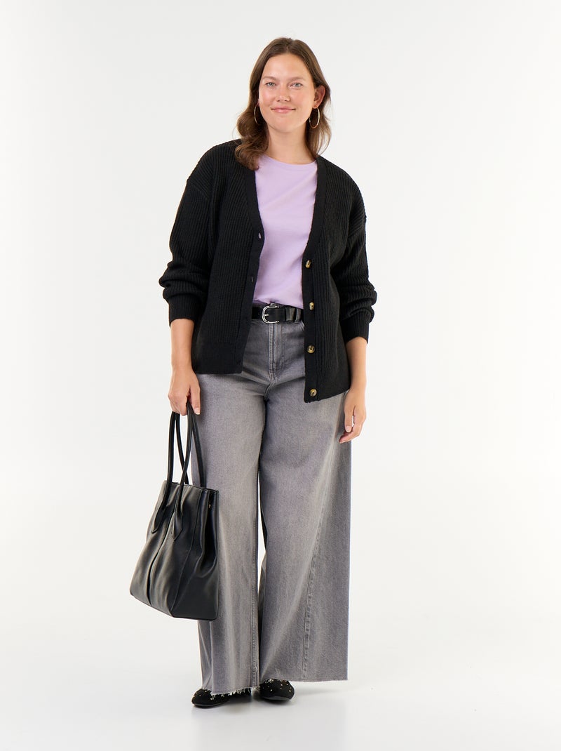 Gilet cardigan à encolure V Noir - Kiabi