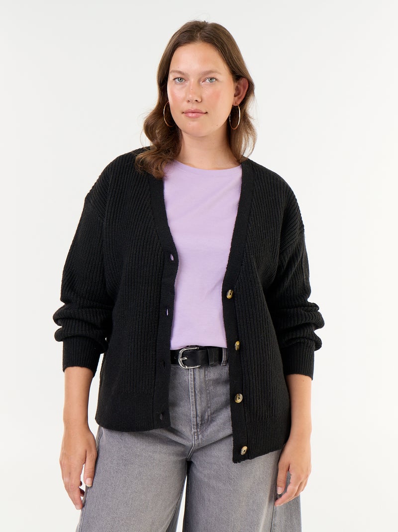 Gilet cardigan à encolure V Noir - Kiabi