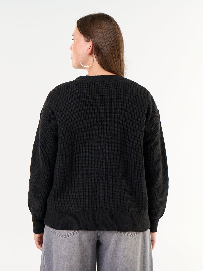 Gilet cardigan à encolure V Noir - Kiabi