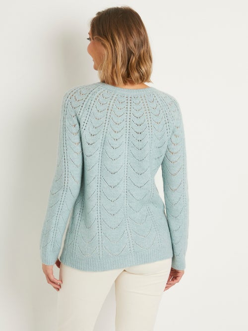 Gilet cardigan boutonné chiné ajouré col rond - Afibel - Kiabi