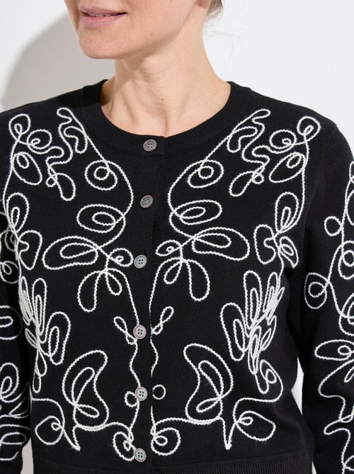 Gilet cardigan boutonné court brodé - Afibel - Kiabi