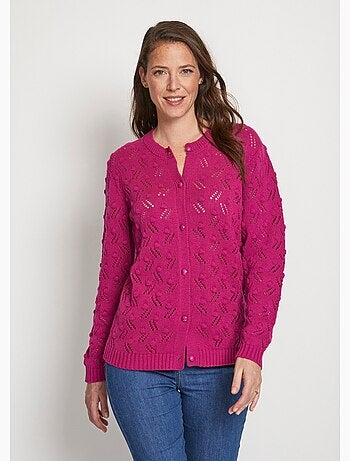 Gilet cardigan boutonné court maille boules - Afibel