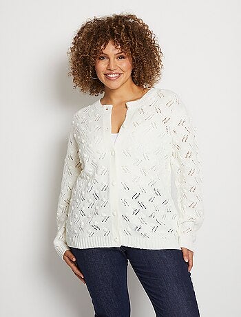 Gilet cardigan boutonné court maille boules