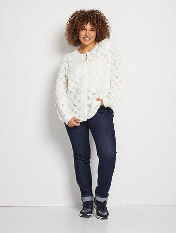Gilet cardigan boutonné court maille boules