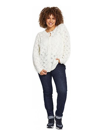 Gilet cardigan boutonné court maille boules