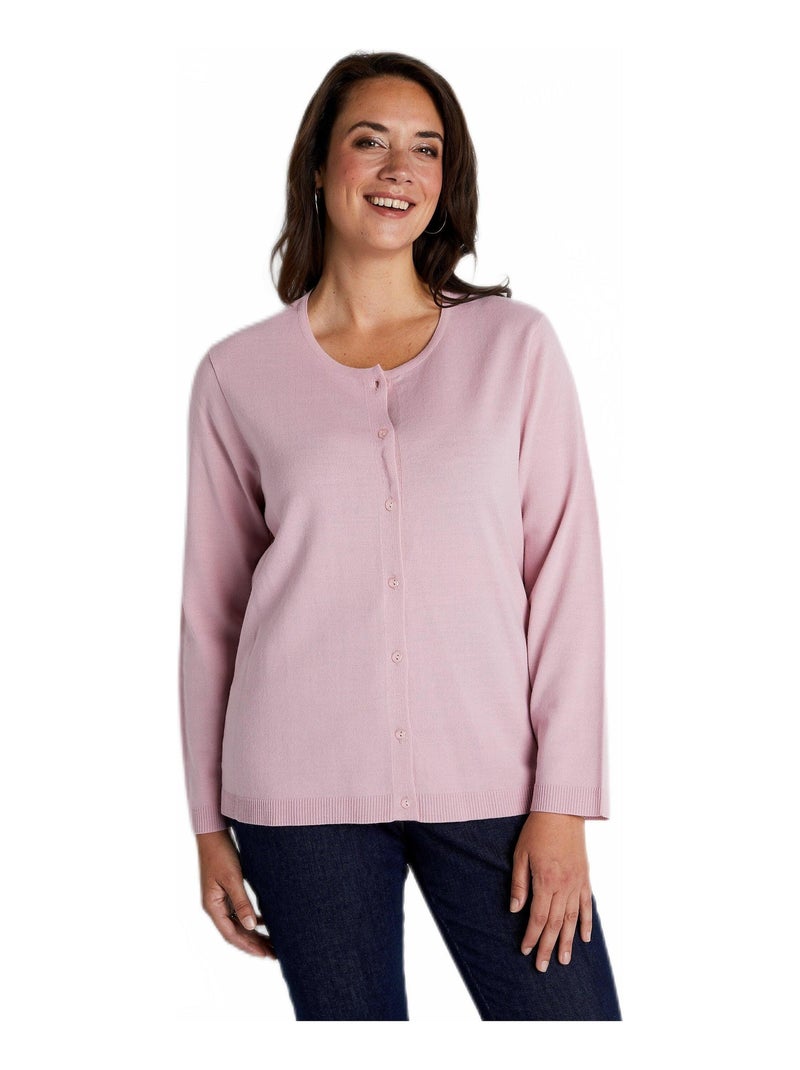 Gilet cardigan boutonné court uni Rose - Kiabi