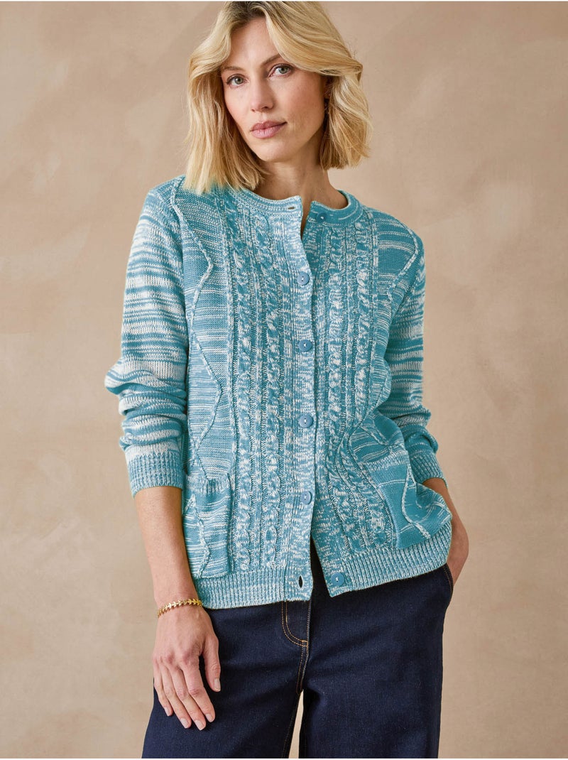 Gilet cardigan chaud col rond - daxon Bleu - Kiabi