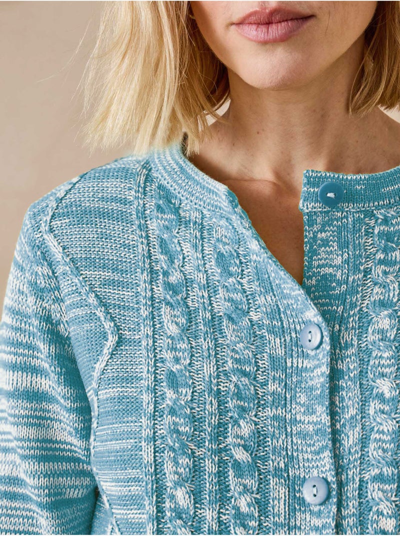 Gilet cardigan chaud col rond - daxon Bleu - Kiabi