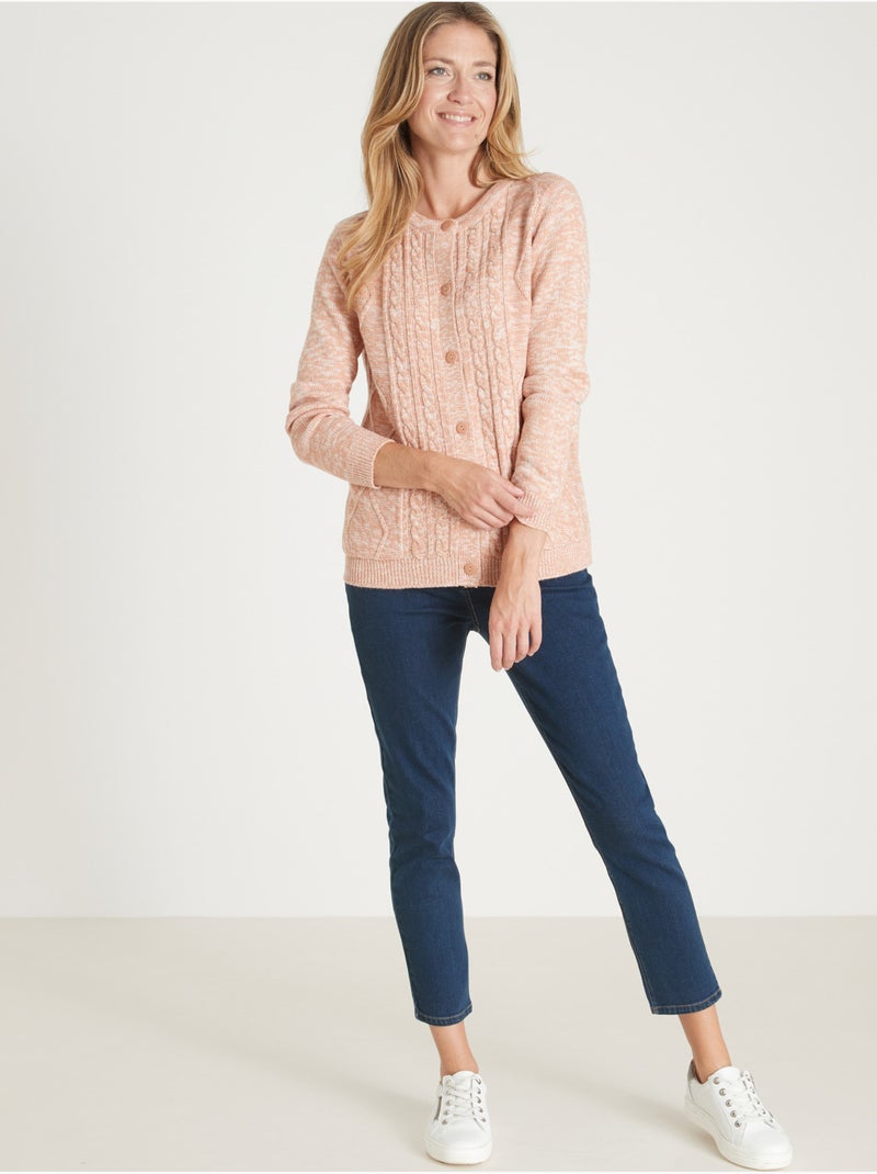 Gilet cardigan chaud col rond - daxon Saumon - Kiabi