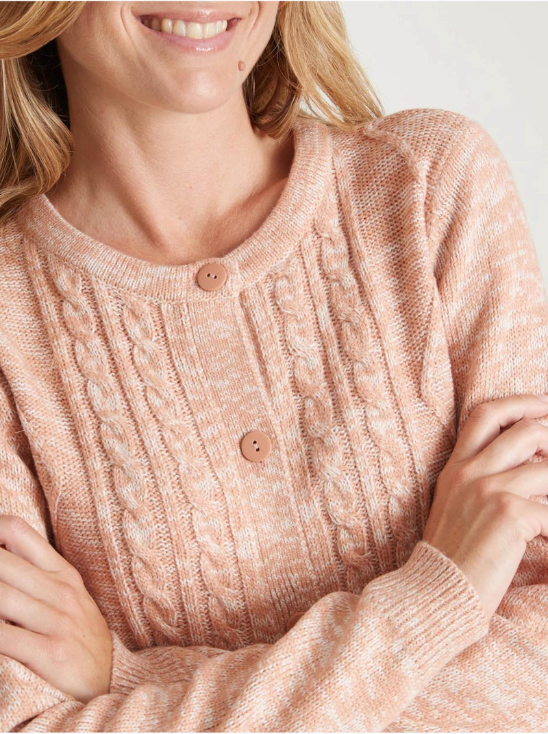 Gilet cardigan chaud col rond - daxon Saumon - Kiabi