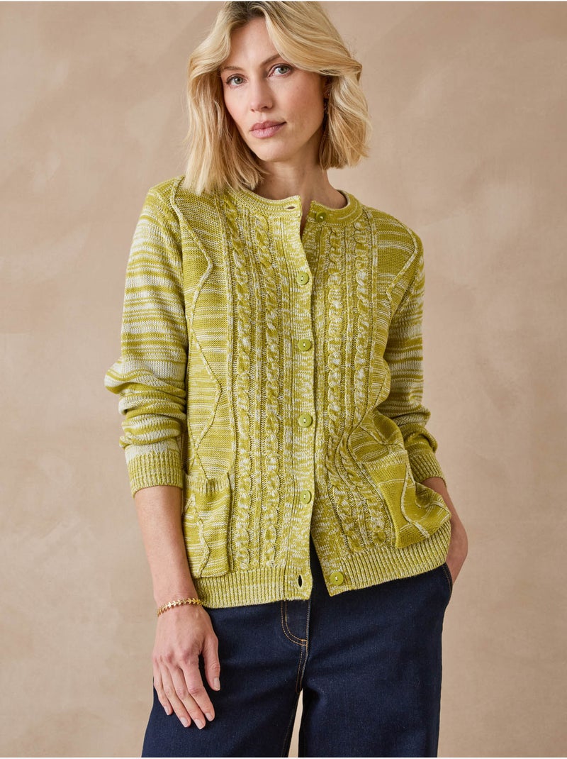 Gilet cardigan chaud col rond - daxon Vert anis - Kiabi