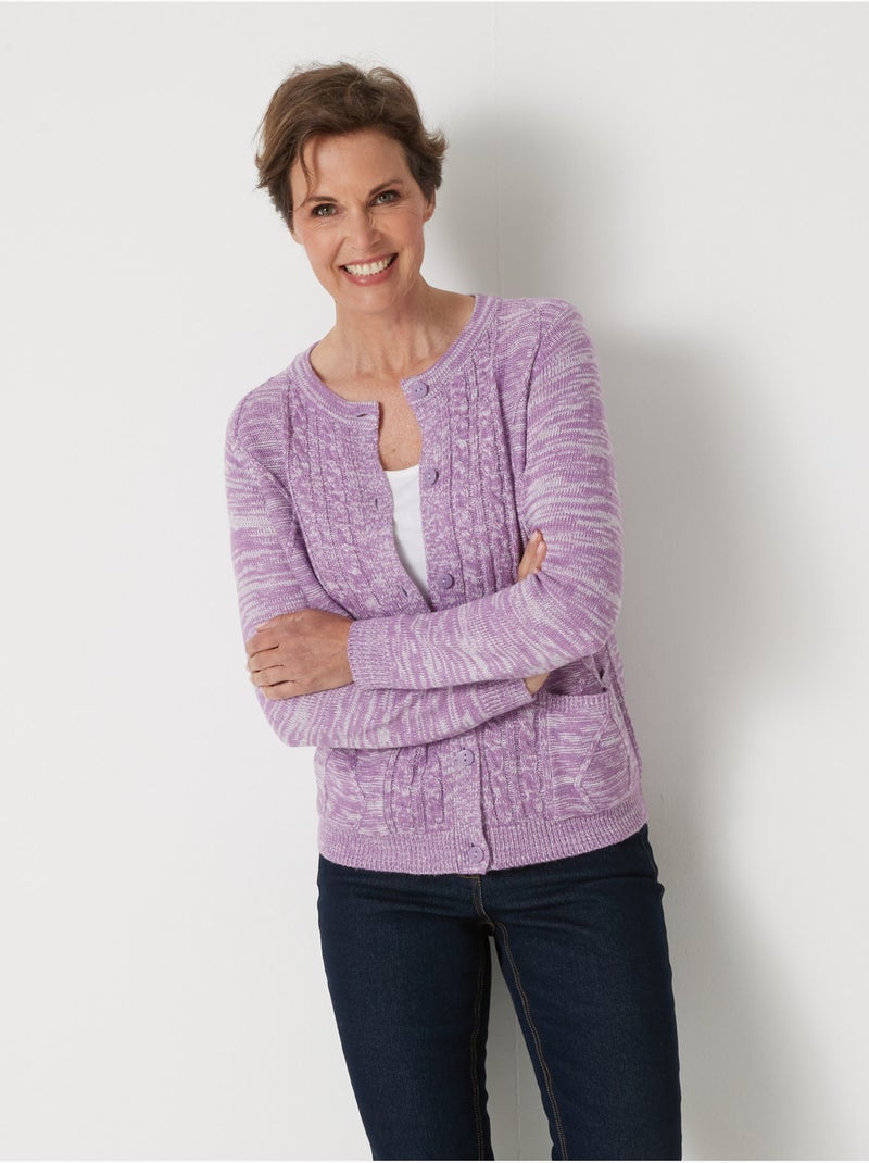Gilet cardigan chaud col rond - daxon Violet - Kiabi