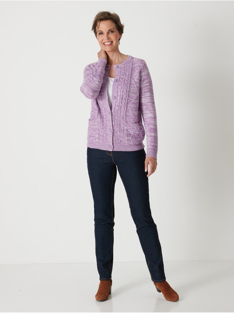 Gilet cardigan chaud col rond - daxon Violet - Kiabi