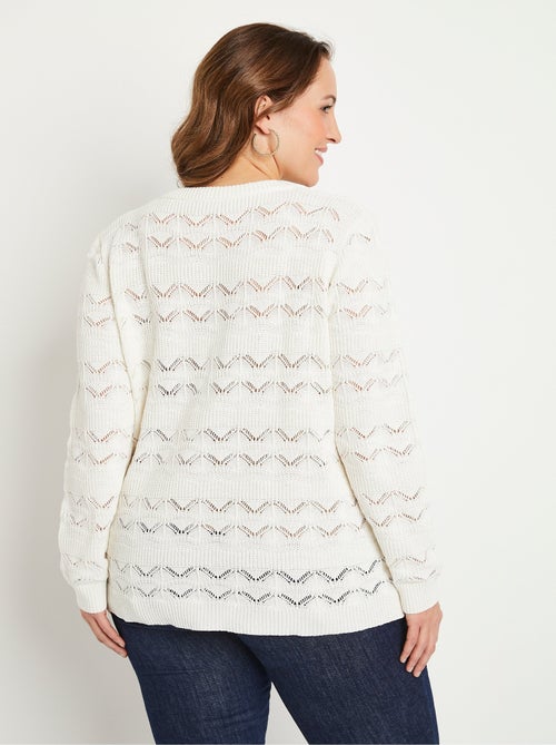 Gilet cardigan court ajouré boutonné - Kiabi