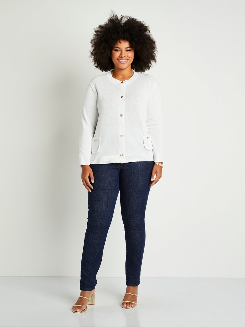 Gilet cardigan court boutonné - Afibel Blanc - Kiabi