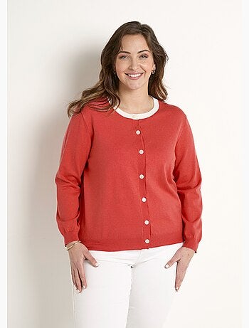 Gilet cardigan doux col rond boutonné - Afibel