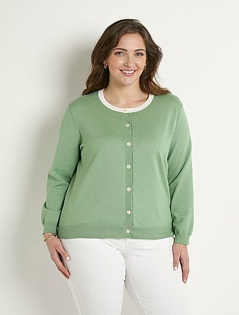 Gilet cardigan doux col rond boutonné - Afibel