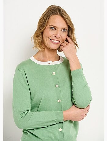 Gilet cardigan doux col rond boutonné - Afibel