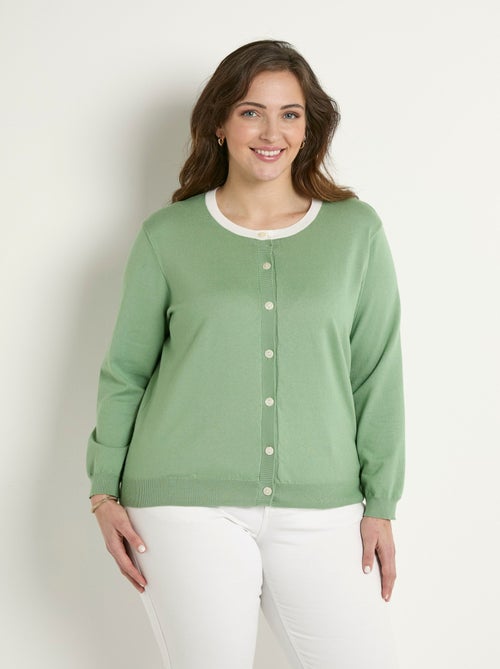 Gilet cardigan doux col rond boutonné - Afibel - Kiabi