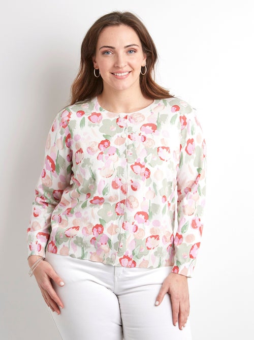 Gilet cardigan doux col rond boutonné - Afibel - Kiabi