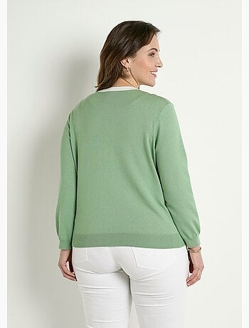 Gilet cardigan doux col rond boutonné