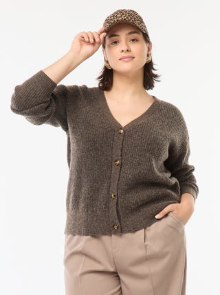 Gilet cardigan en maille côtelée