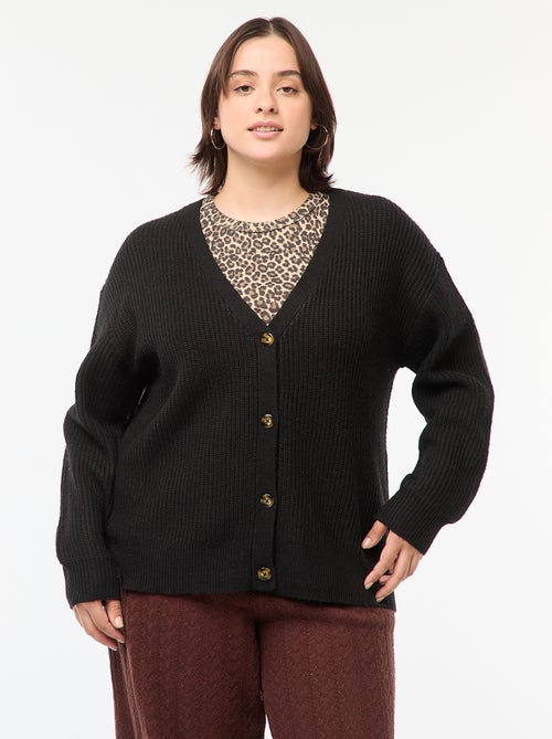 Gilet cardigan en maille côtelée - Kiabi