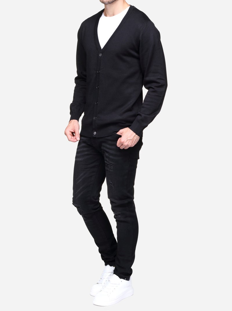 Gilet cardigan en tissu doux Noir - Kiabi