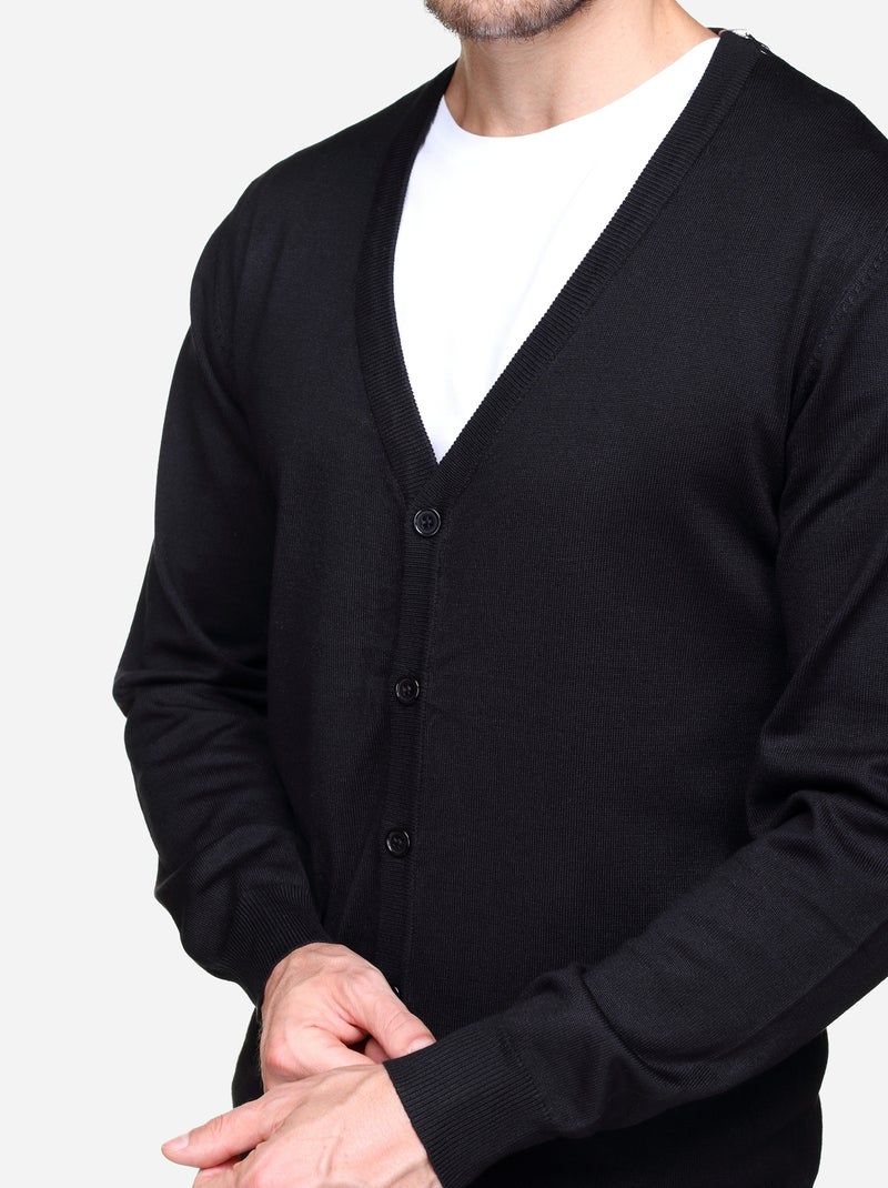 Gilet cardigan en tissu doux Noir - Kiabi
