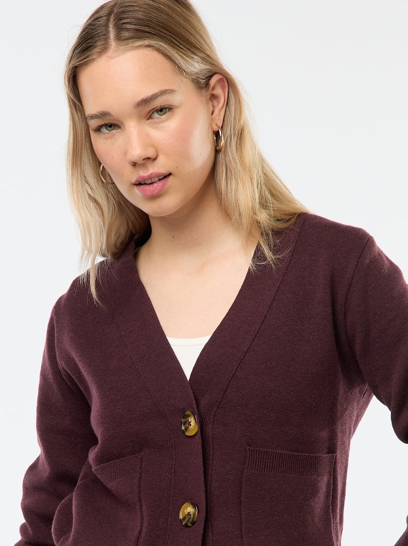 Cardigan Jersey Réchauffe Cœur Pull Doux Boutons Rose Slim 24679