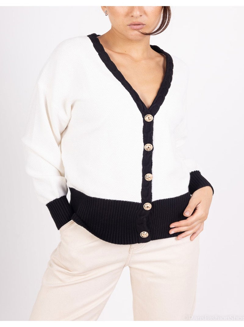 Gilet Cardigan Kebello Blanc - Kiabi