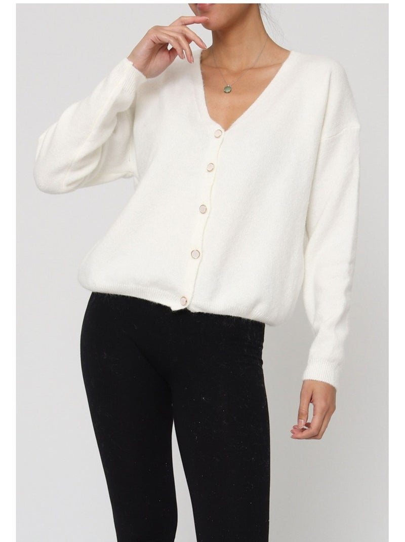 Gilet Cardigan Kebello Blanc - Kiabi