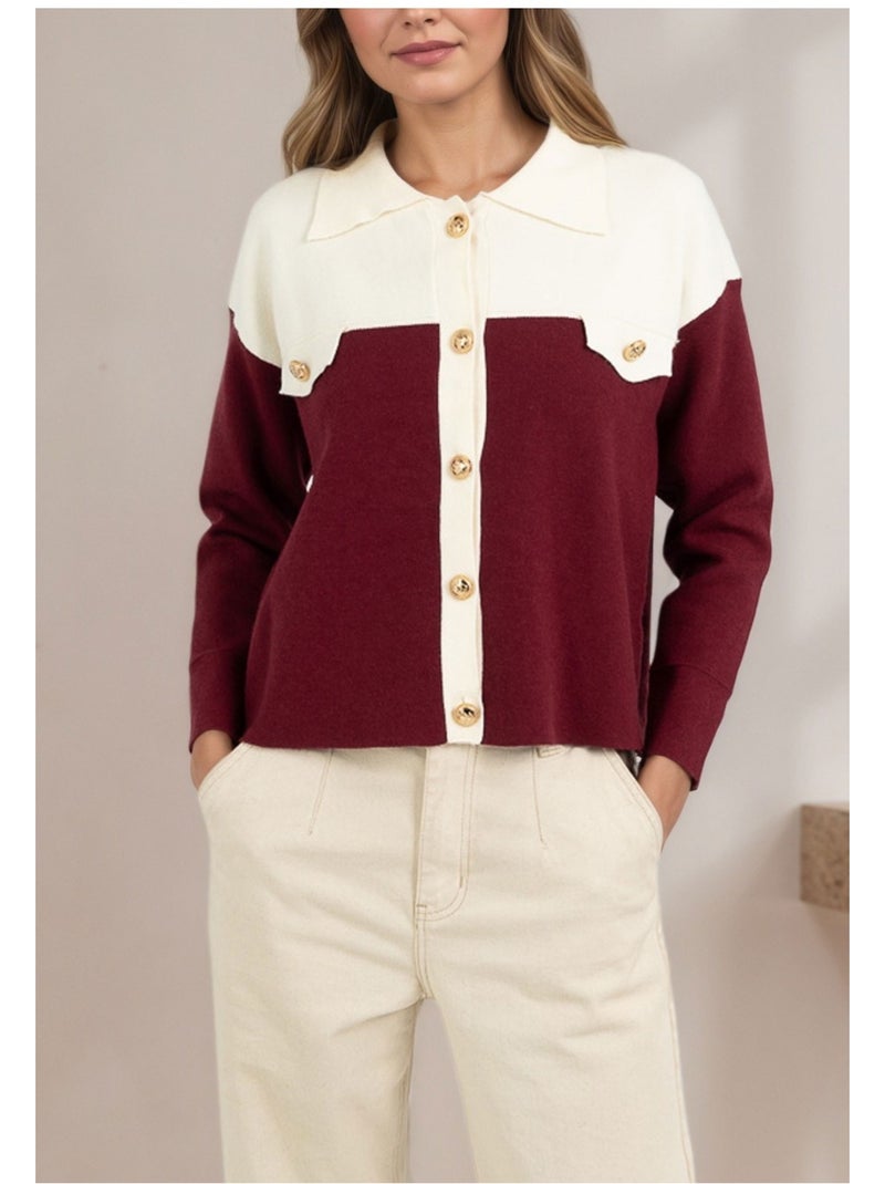 Gilet Cardigan Kebello Bordeaux - Kiabi