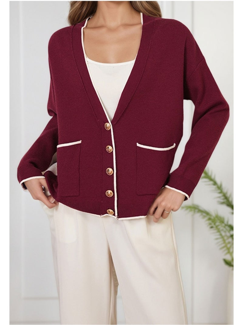 Gilet Cardigan Kebello Bordeaux - Kiabi