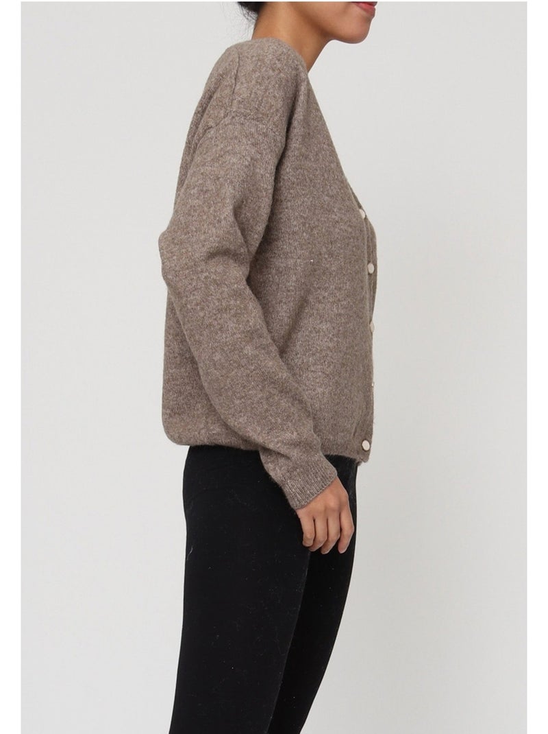 Gilet Cardigan Kebello Marron - Kiabi