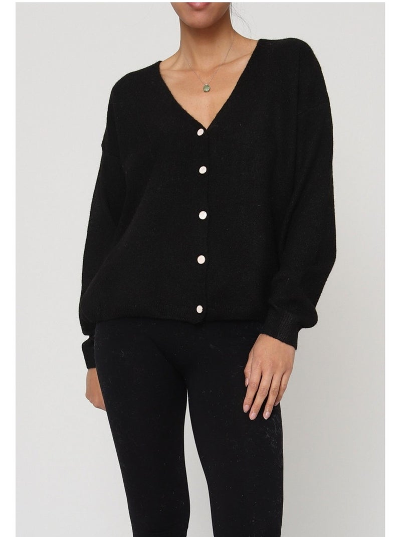 Gilet Cardigan Kebello Noir Noir - Kiabi