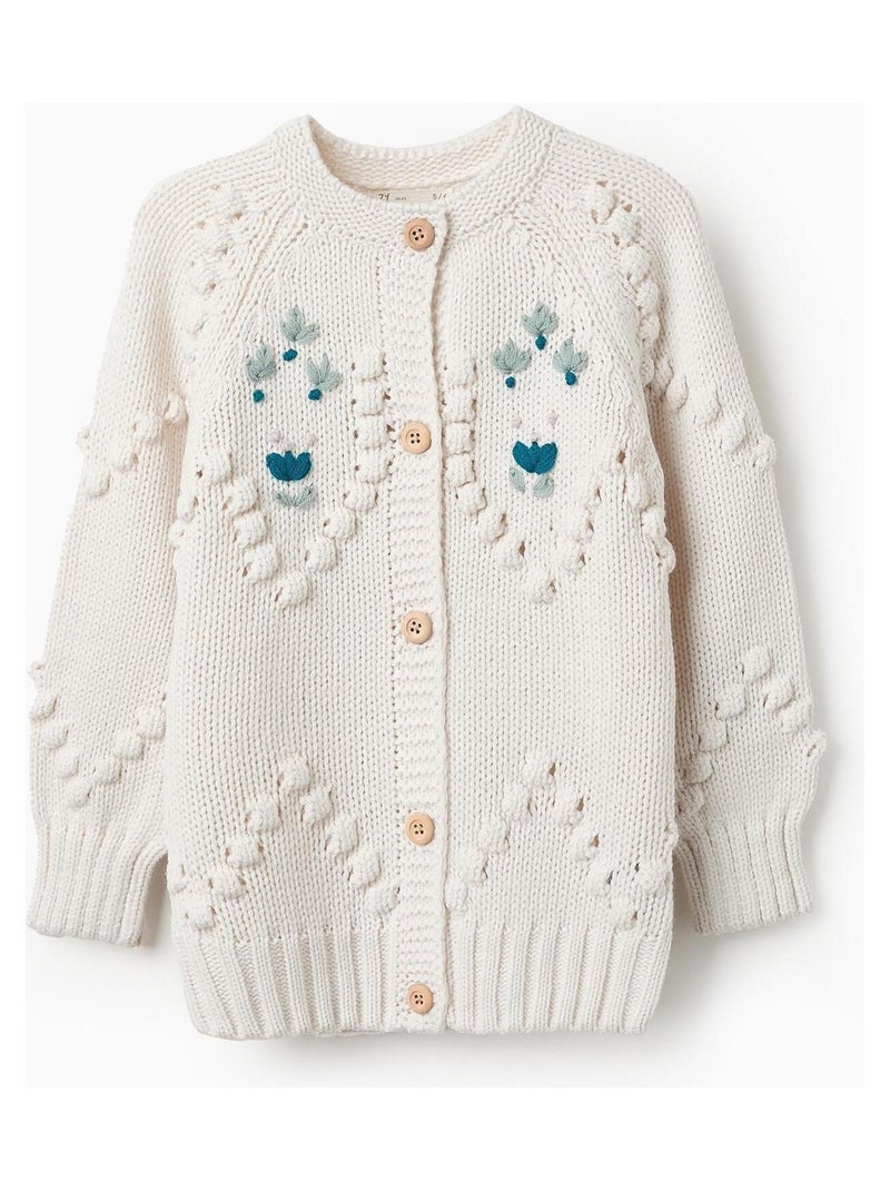 Gilet Cardigan knit tricot grossier, avec broderie ISTANBUL Blanc - Kiabi