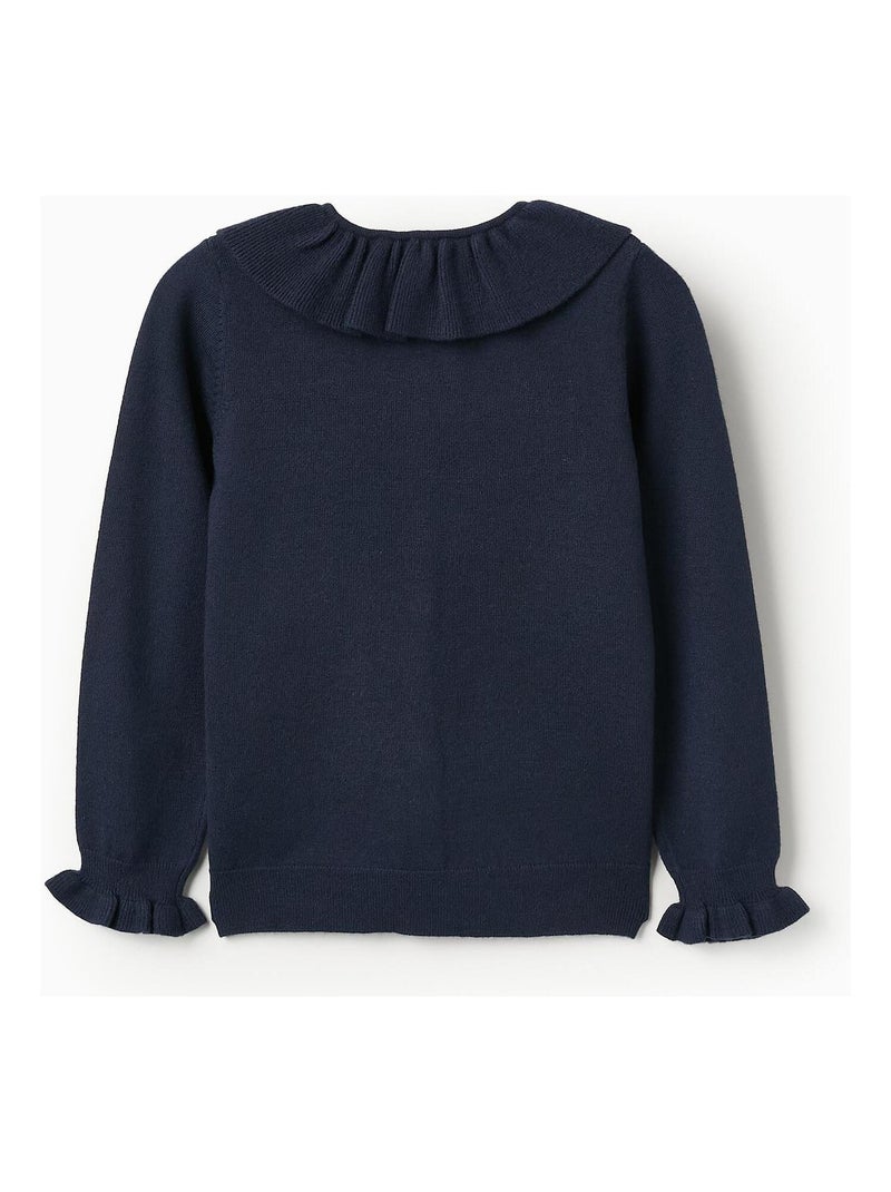 Cardigan Fille Hartstrings – Bleu Marine, Volants Devant – 100% Coton, Taille 10/12 Ans, Neuf