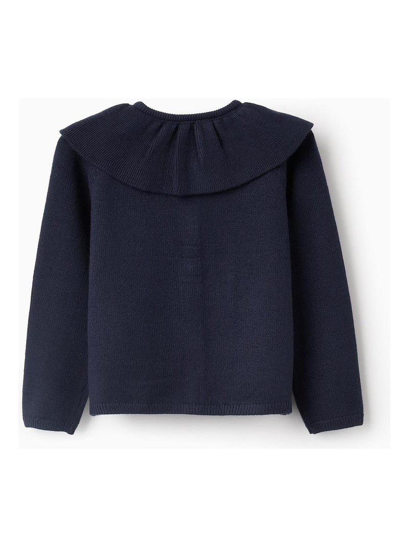 Gilet Cardigan knit tricoté, avec volants NOËL Bleu foncé - Kiabi