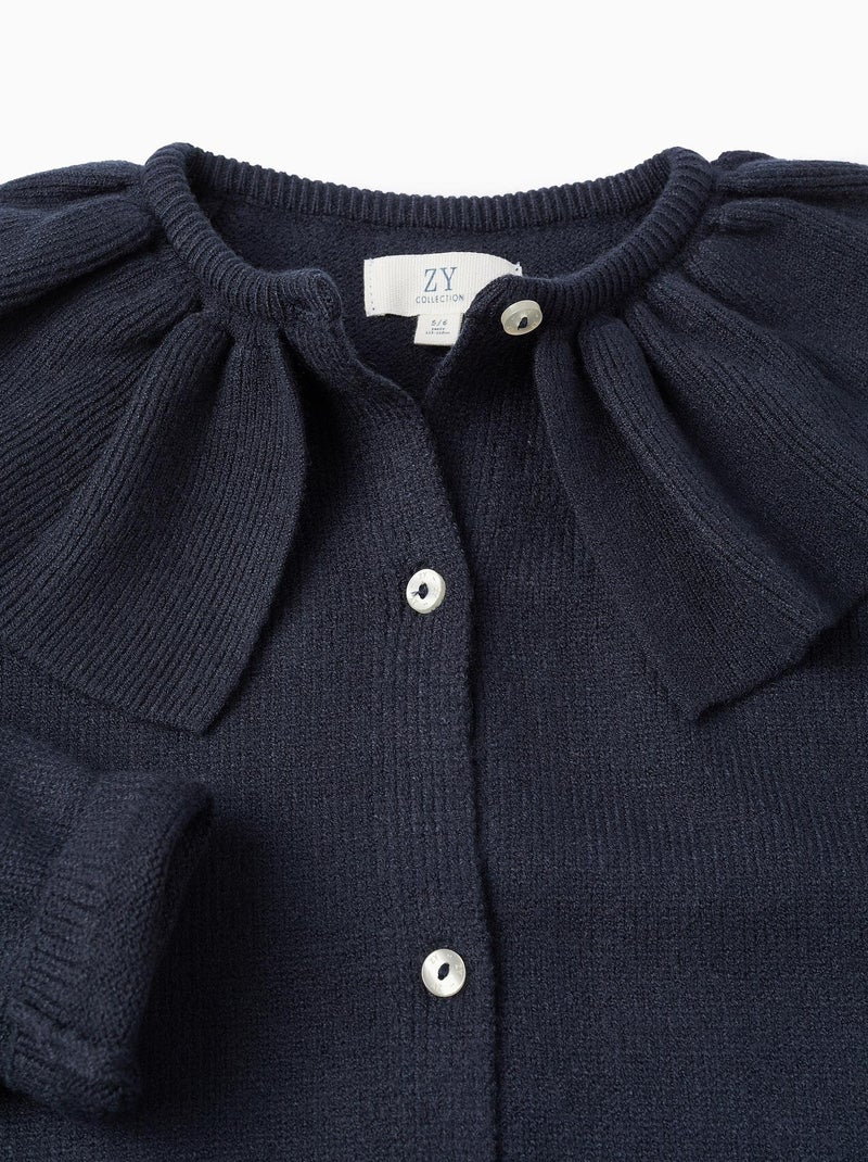 Gilet Cardigan knit tricoté, avec volants NOËL Bleu foncé - Kiabi