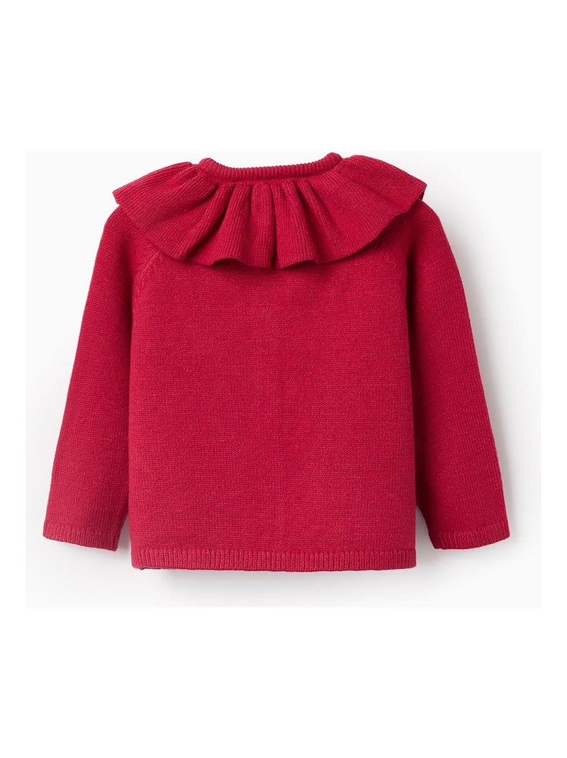 Gilet Cardigan knit tricoté, avec volants NOËL Rouge - Kiabi
