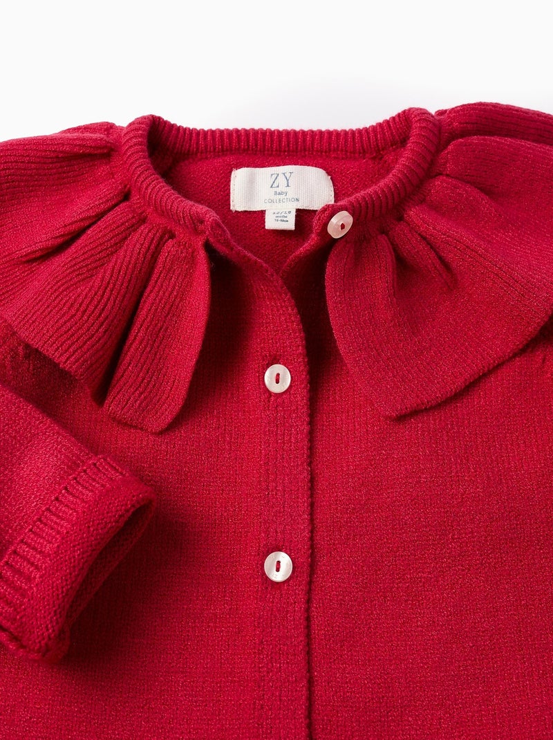 Gilet Cardigan knit tricoté, avec volants NOËL Rouge - Kiabi