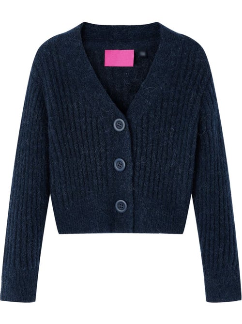 Gilet cardigan maille bleu col v à boutons 5/6a - vidaxl - Kiabi