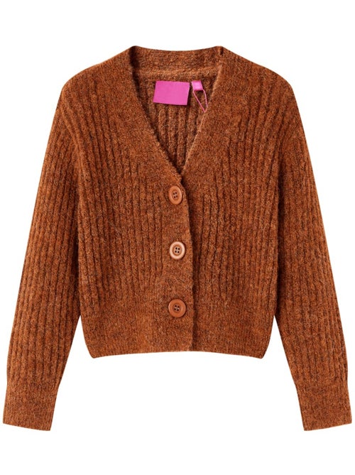 Gilet cardigan maille marron col v à boutons 9/10a - vidaxl - Kiabi