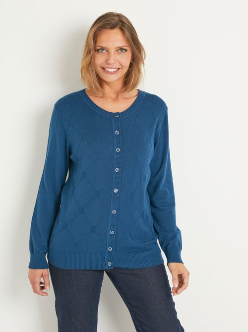Gilet cardigan uni boutonné modal mélangé - Afibel - Kiabi