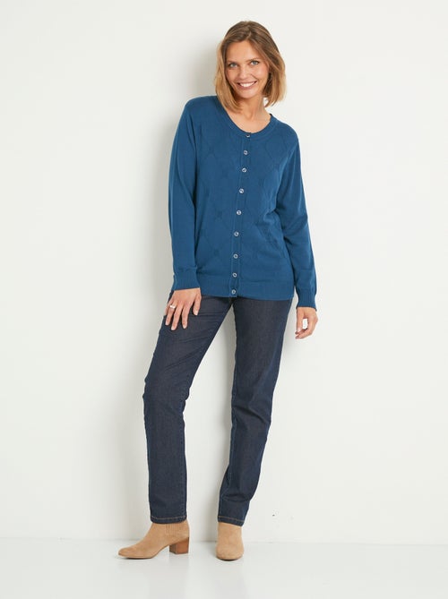Gilet cardigan uni boutonné modal mélangé - Afibel - Kiabi