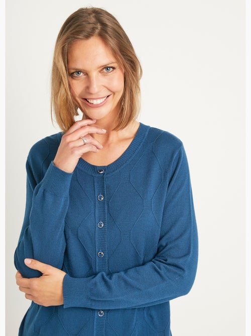 Gilet cardigan uni boutonné modal mélangé - Afibel - Kiabi