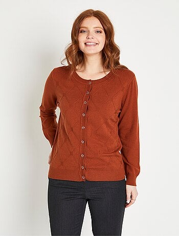 Gilet cardigan uni boutonné modal mélangé - Afibel