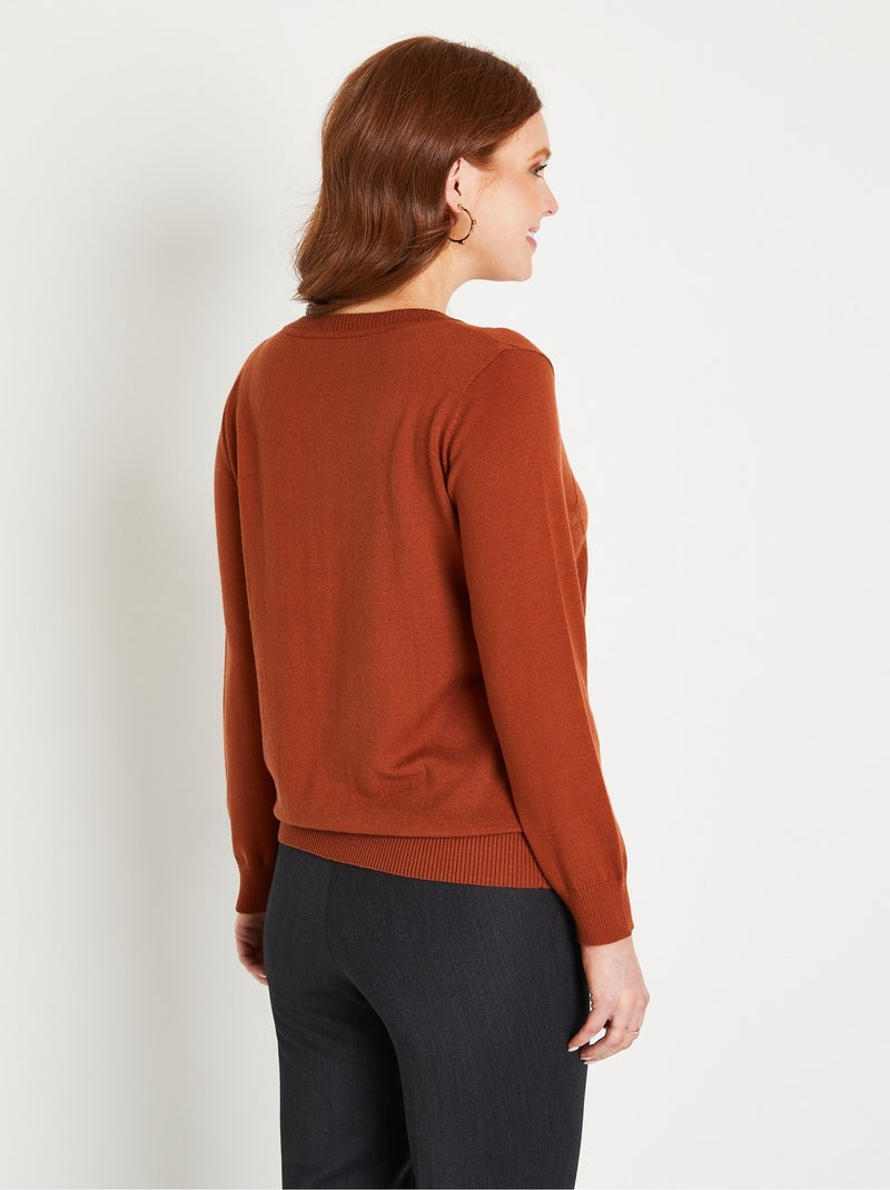Gilet cardigan uni boutonné modal mélangé - Afibel Marron noisette - Kiabi